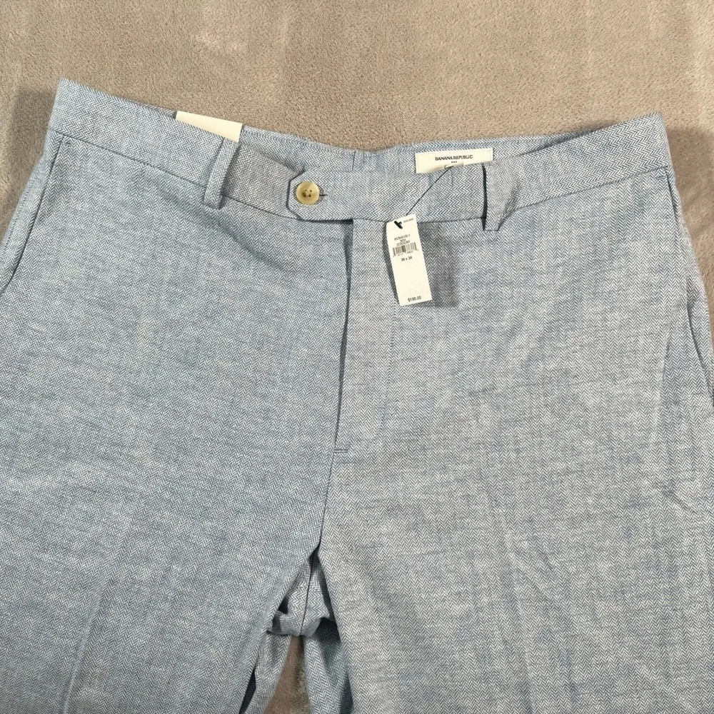 Banana Republic Tailored Trousers Men's Size 36x34 Blue Linen Blend Pants NWT